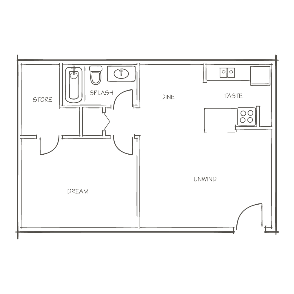A2 / 1X1 - The Den Floor Plan
